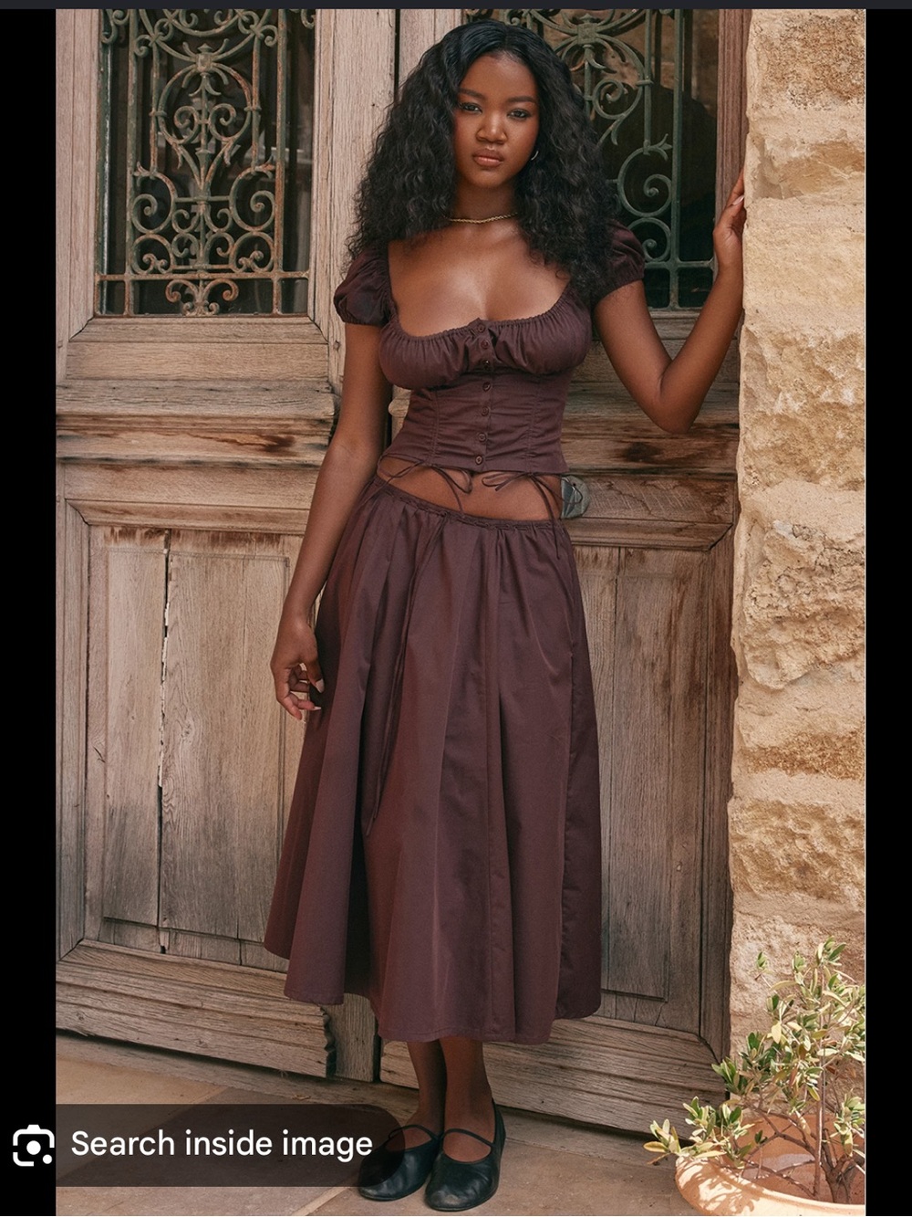 House of CB Cora skirt & Kitty top in brown